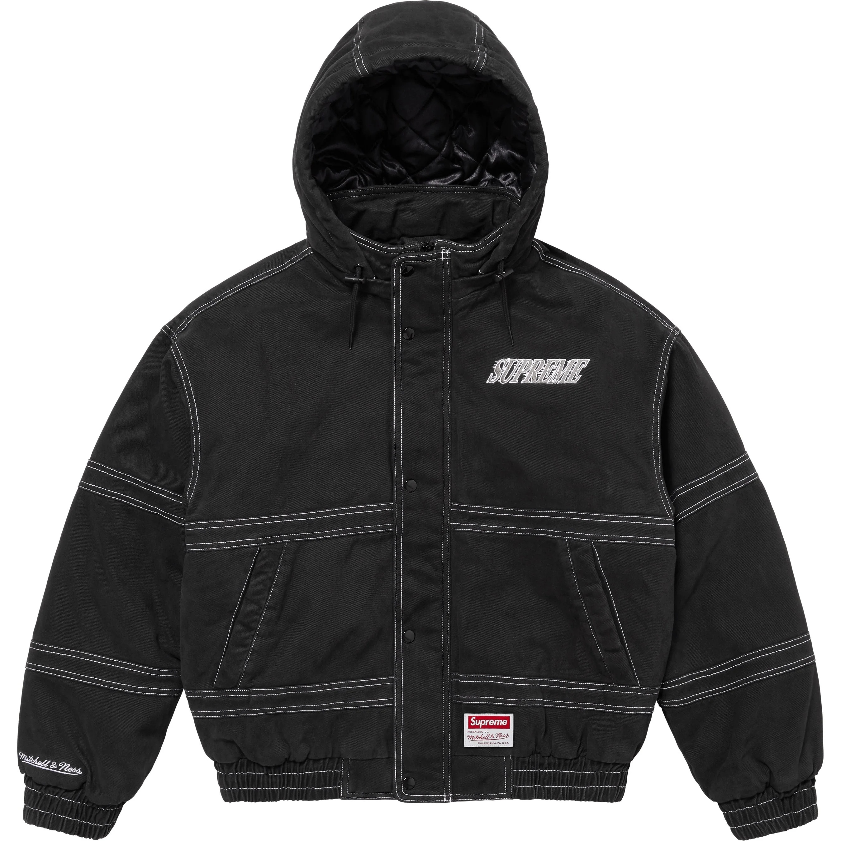 Supreme Supreme Mitchell & Ness Twill Stadium Jacket (FW24) - Black - $348