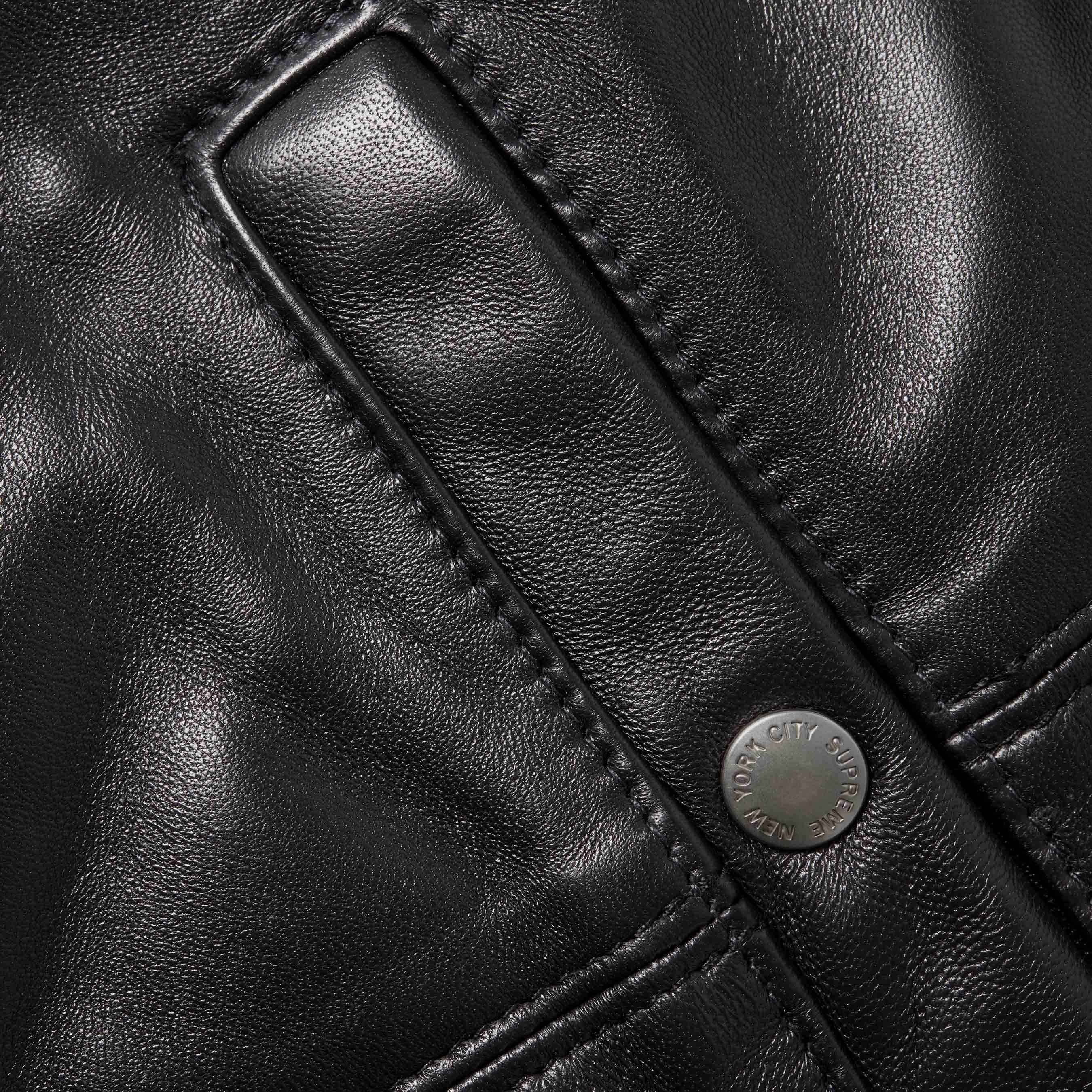 Supreme Supreme Schott Chevron Leather Down Puffer Jacket (FW24) - Black - $1298