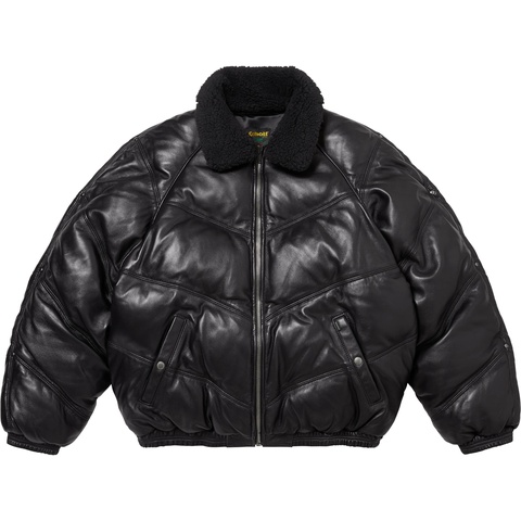 Supreme Supreme®/Schott® Chevron Leather Down Puffer Jacket - Black
