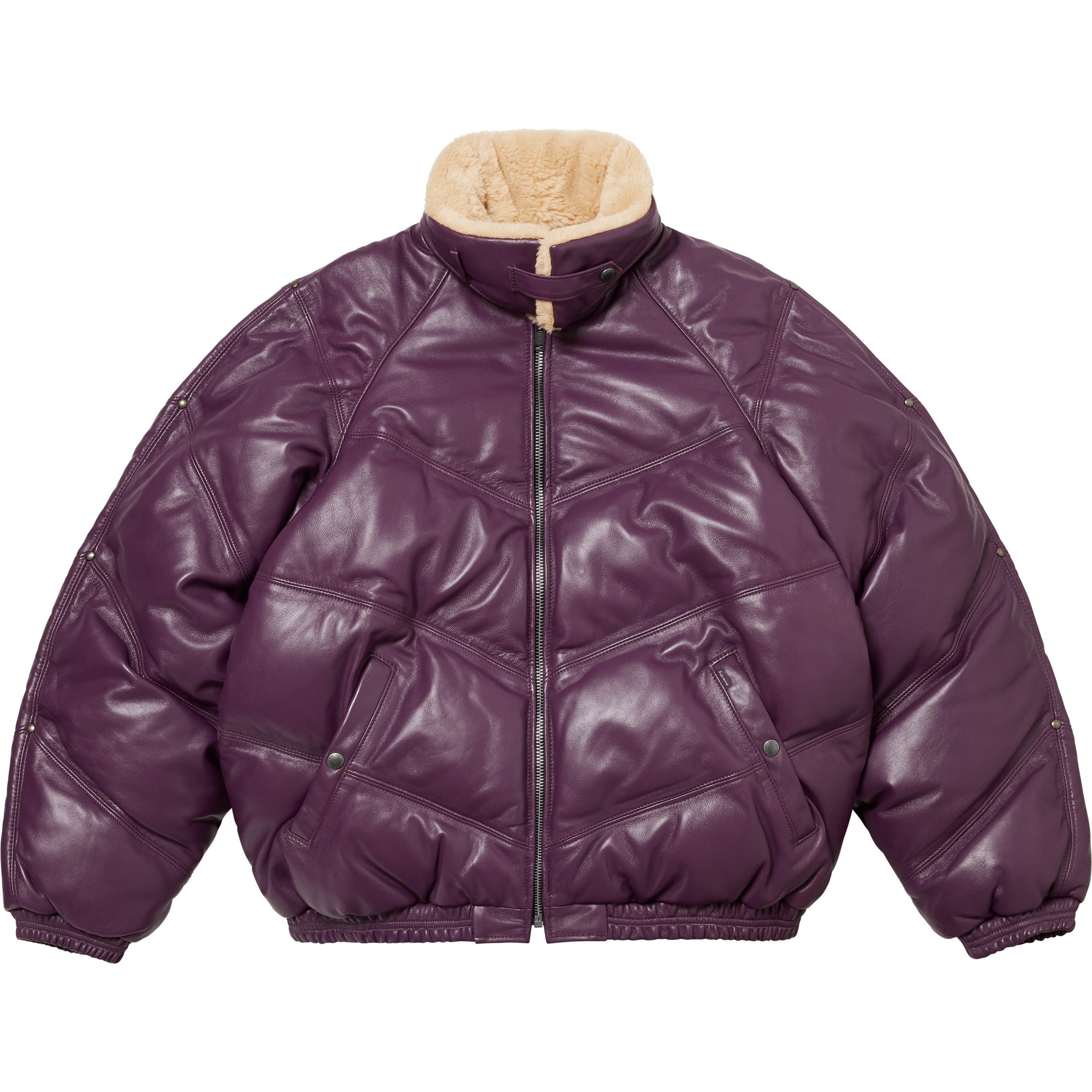 Supreme Supreme Schott Chevron Leather Down Puffer Jacket (FW24) - Purple - $1298