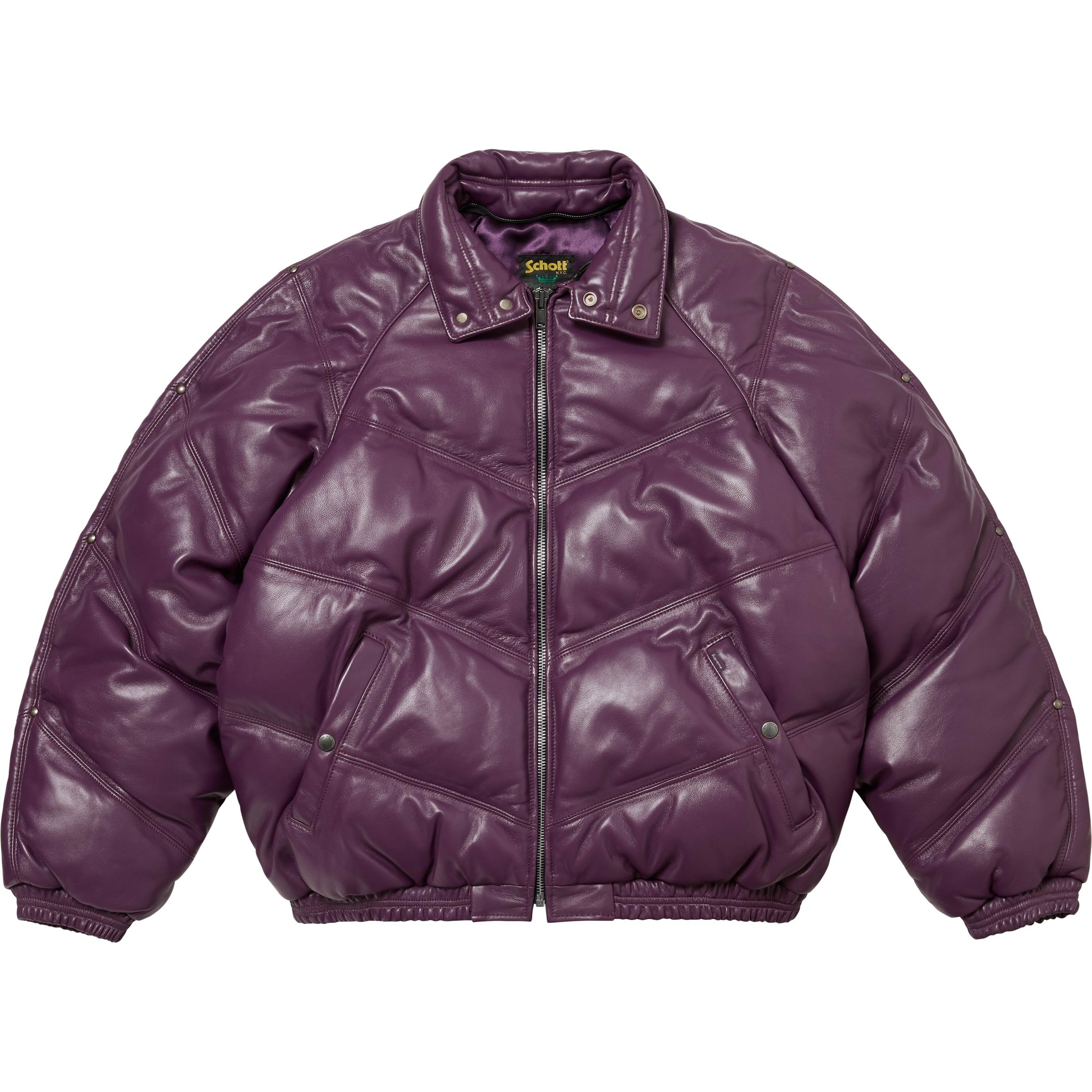 Supreme Supreme Schott Chevron Leather Down Puffer Jacket (FW24) - Purple - $1298