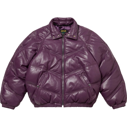 Supreme Supreme®/Schott® Chevron Leather Down Puffer Jacket - Purple