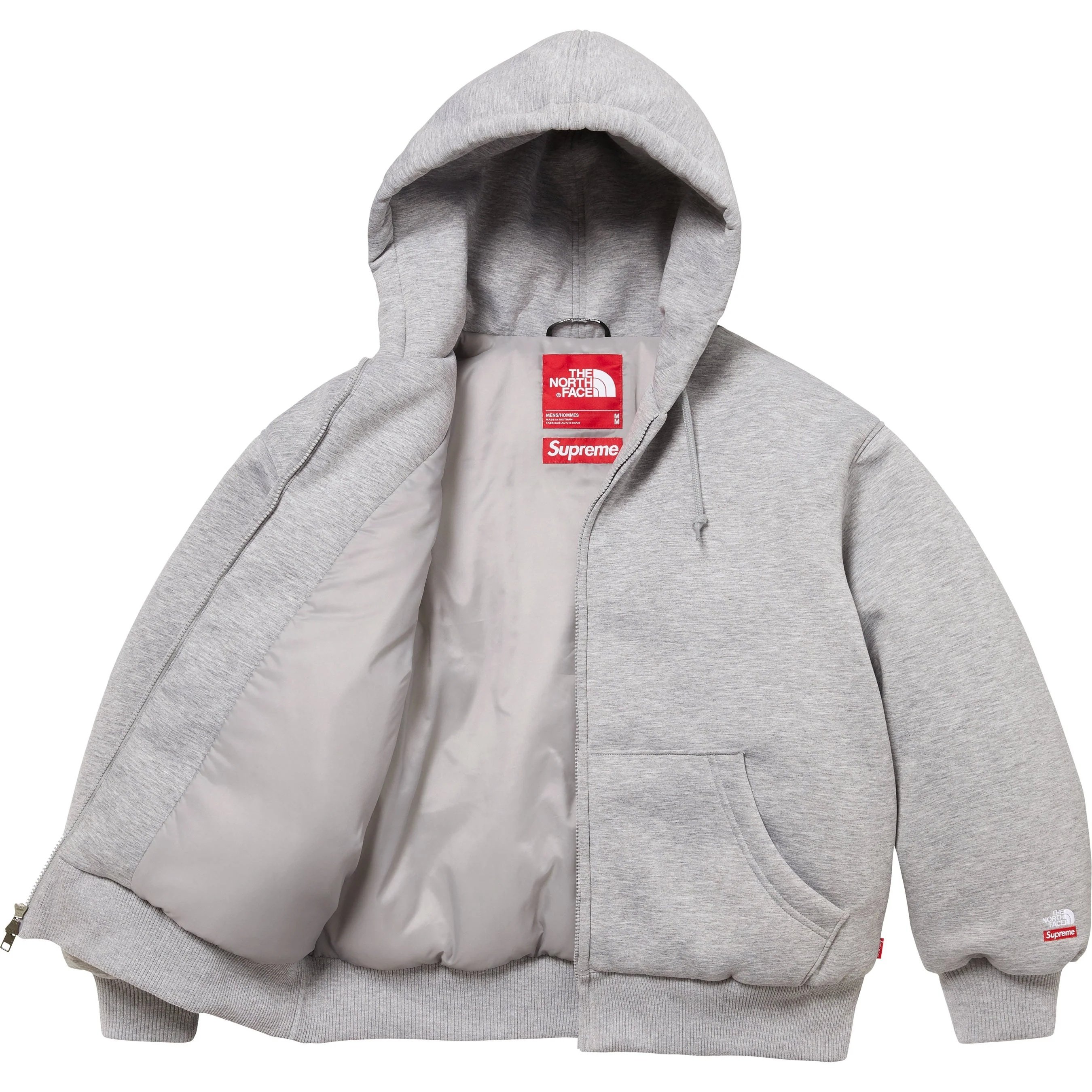 Supreme Supreme The North Face Down Zip Up Hooded Sweatshirt (FW24) - Heather Grey - $298