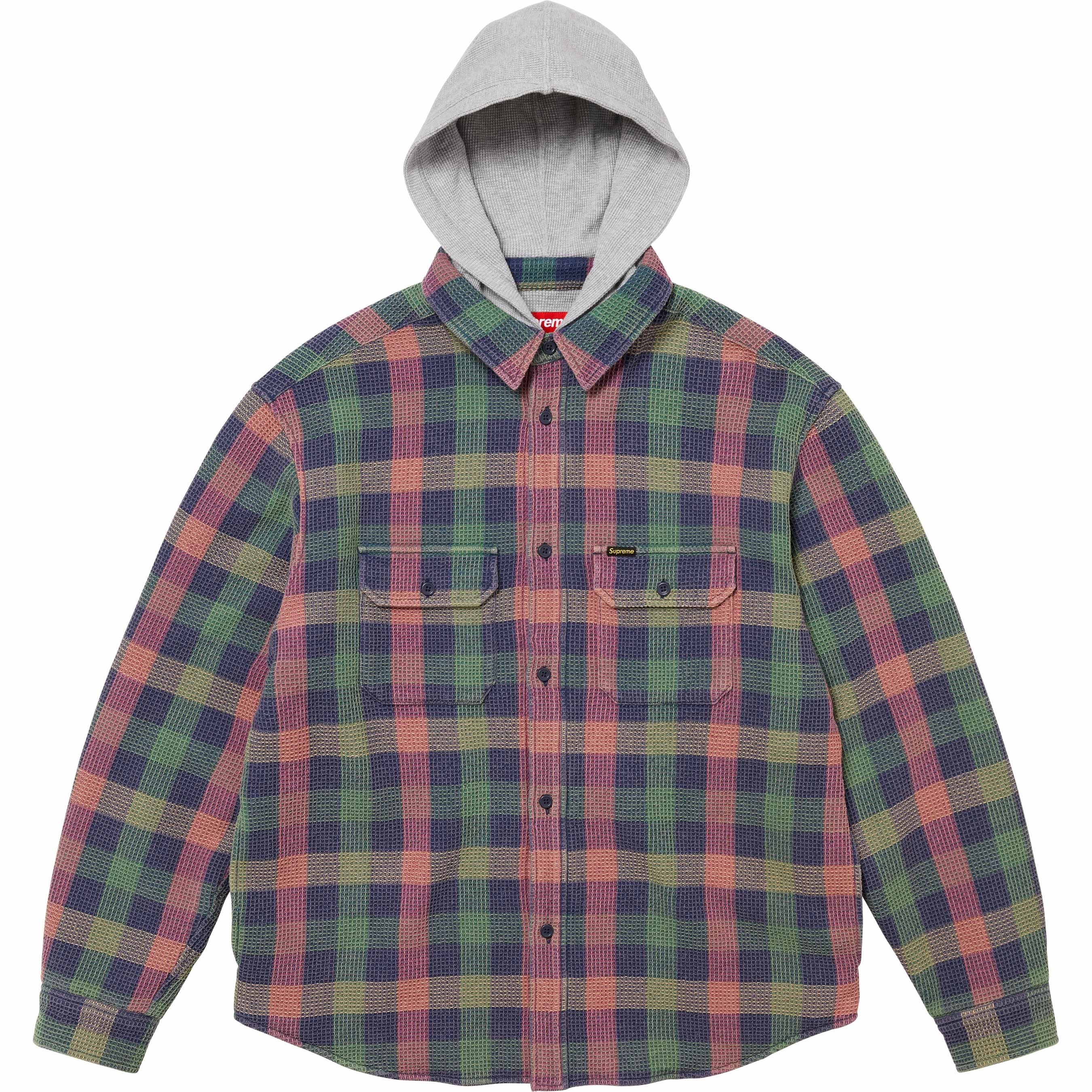 Supreme Waffle Plaid Hooded Shirt (FW24) - $158