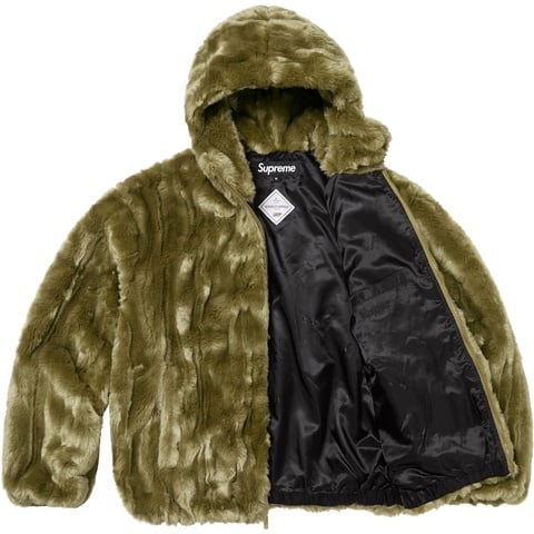 Supreme Faux Fur Hooded Jacket - Olive