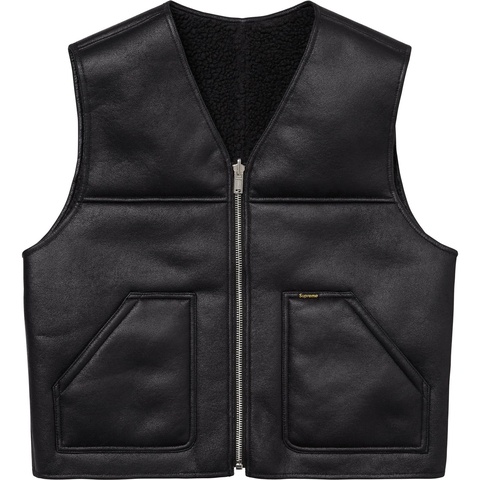 Supreme Reversible Faux Shearling Vest - Black