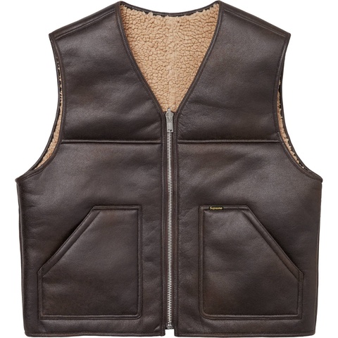 Supreme Reversible Faux Shearling Vest - Brown