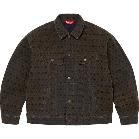A*様 Supreme Flocked Denim Trucker Jacket Supreme Flocked Denim Trucker Jacket Black Men's - FW24 - US
