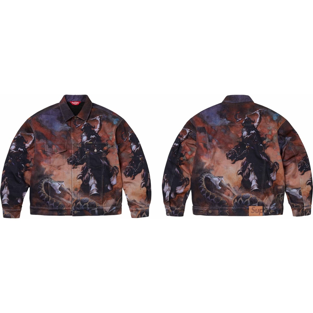 Supreme/Frank Frazetta Faux Shearling Lined Trucker Jacket