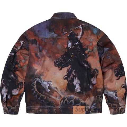 Supreme Supreme/Frank Frazetta Faux Shearling Lined Trucker Jacket - Multicolor