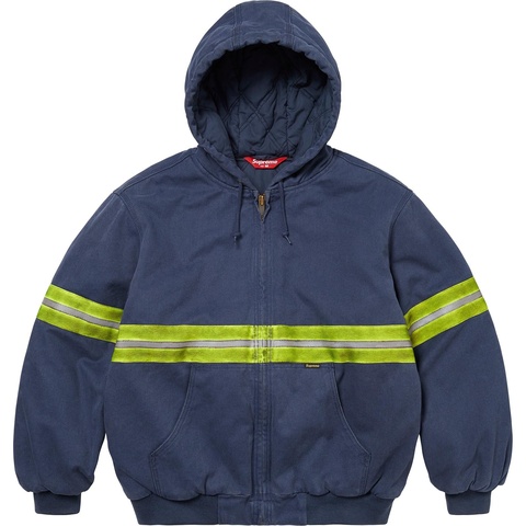 Supreme Reflective Stripe Hooded Work Jacket - Navy