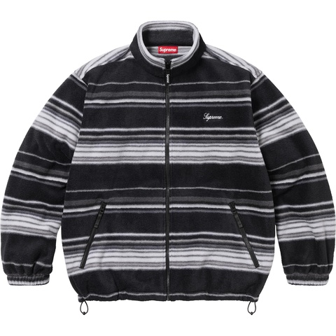 Supreme Stripe Zip Up Fleece Jacket - Black