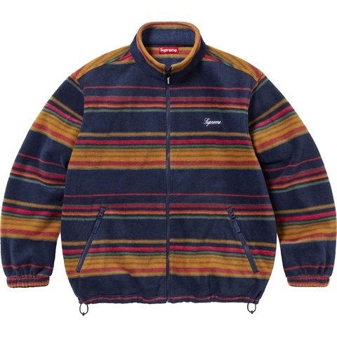 Supreme Stripe Zip Up Fleece Jacket - Navy