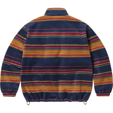 Supreme Stripe Zip Up Fleece Jacket - Navy