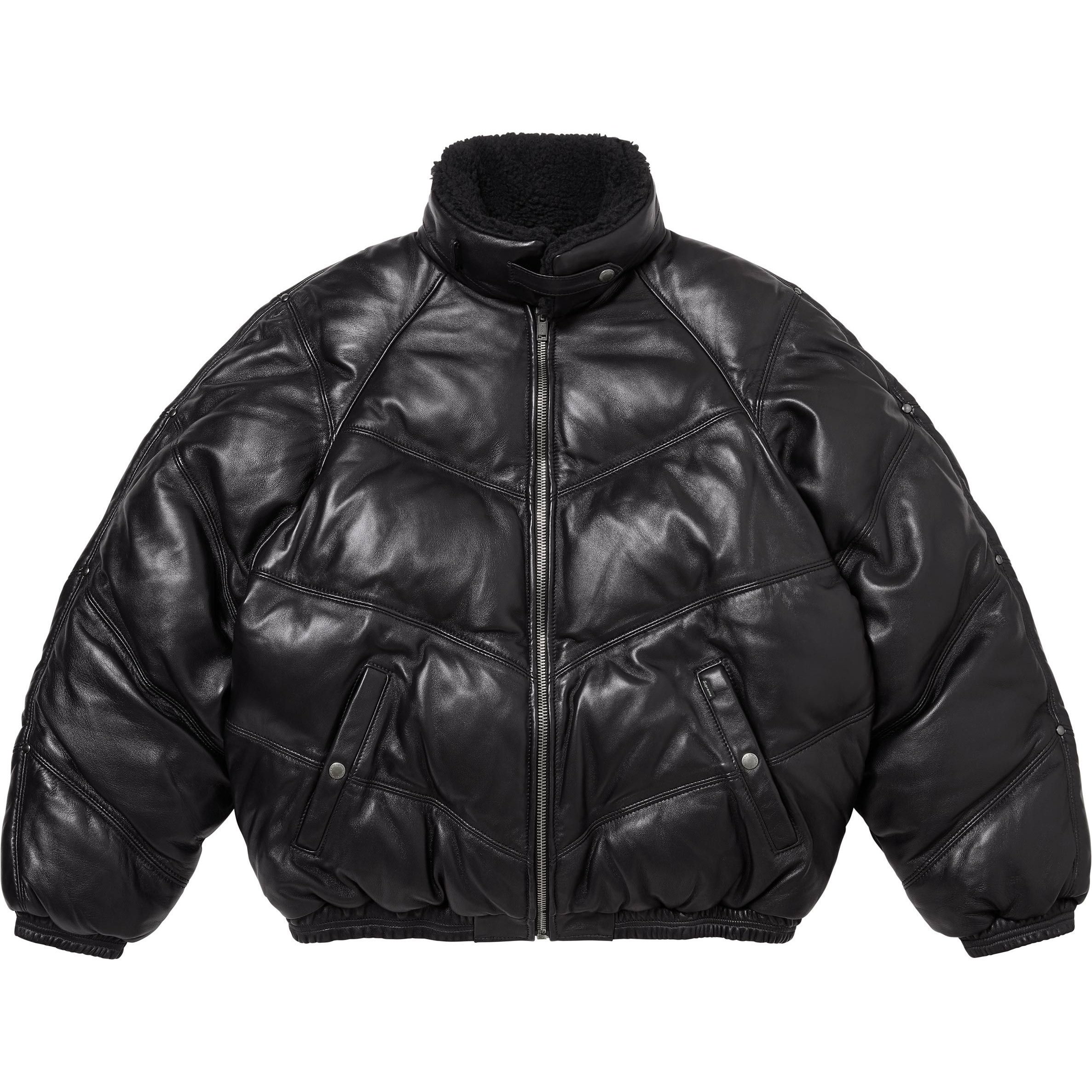 Supreme Supreme Schott Chevron Leather Down Puffer Jacket (FW24) - Black - $1298