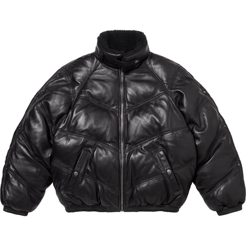 Supreme Supreme®/Schott® Chevron Leather Down Puffer Jacket - Black