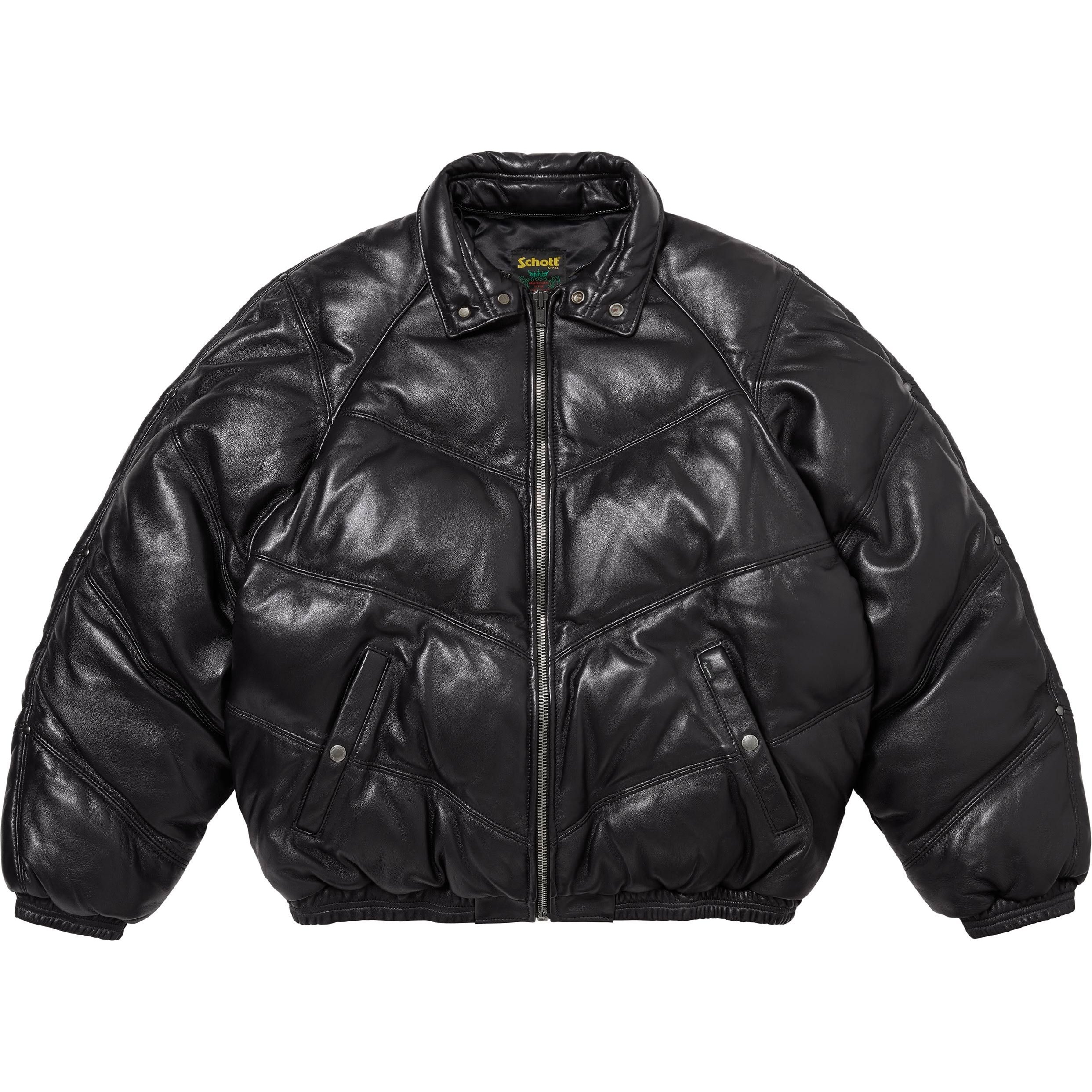 Supreme Supreme Schott Chevron Leather Down Puffer Jacket (FW24) - Black - $1298