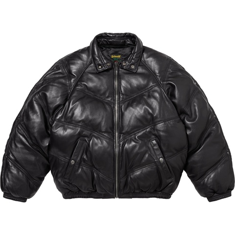 Supreme Supreme®/Schott® Chevron Leather Down Puffer Jacket - Black
