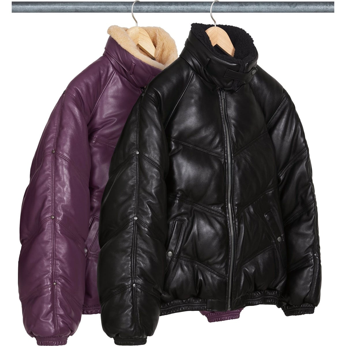 Supreme®/Schott® Chevron Leather Down Puffer Jacket - Supreme