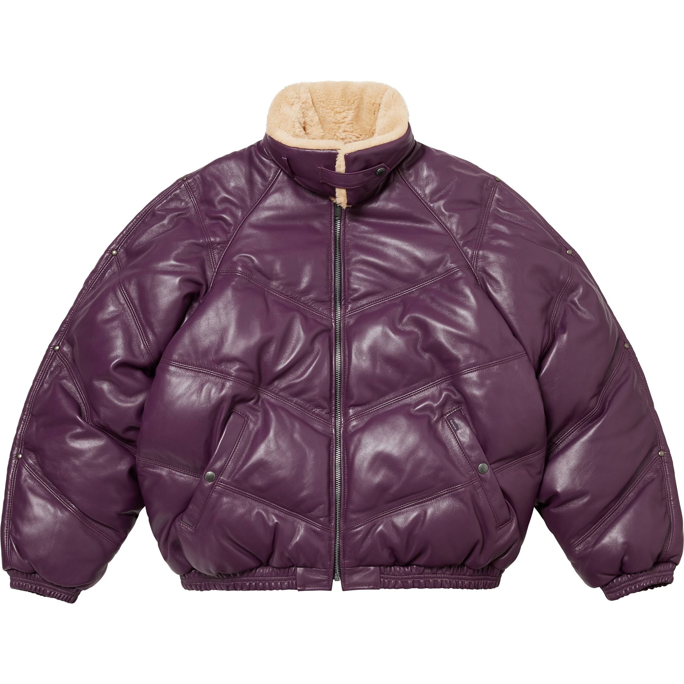 Supreme Supreme Schott Chevron Leather Down Puffer Jacket (FW24) - Purple - $1298