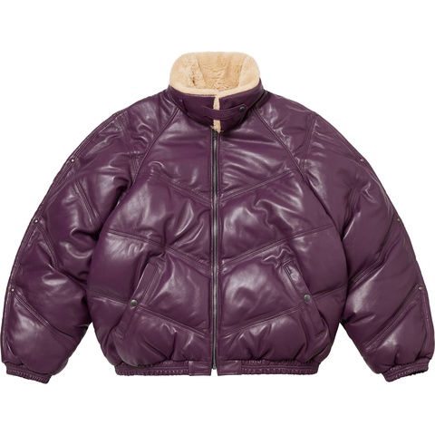Supreme Supreme®/Schott® Chevron Leather Down Puffer Jacket - Purple