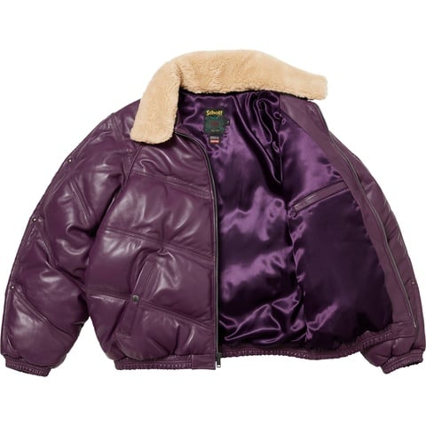 Supreme®/Schott® Chevron Leather Down Puffer Jacket - Supreme
