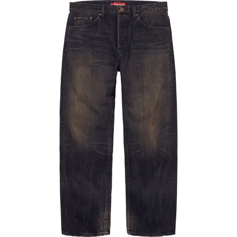 Supreme Distressed Loose Fit Selvedge Jean - Washed Black