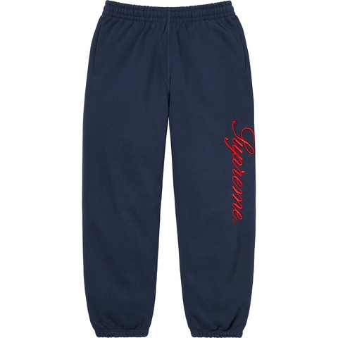 Supreme Embroidered Script Sweatpant - Navy