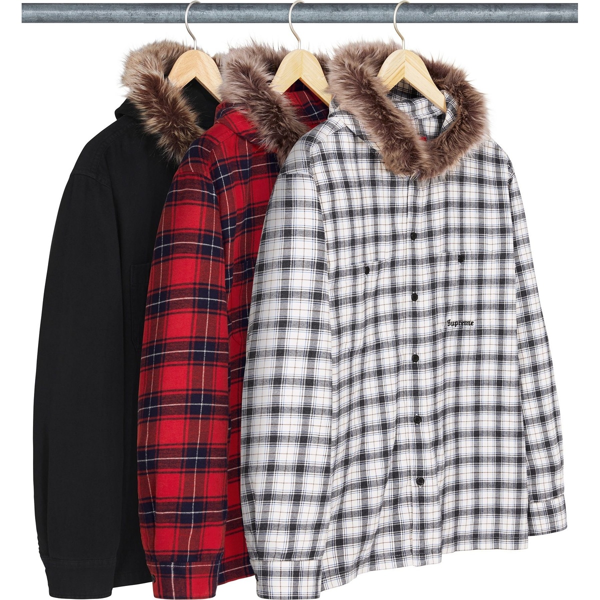 Fur Trim Flannel Hooded Shirt - fall/winter 2024 - Supreme