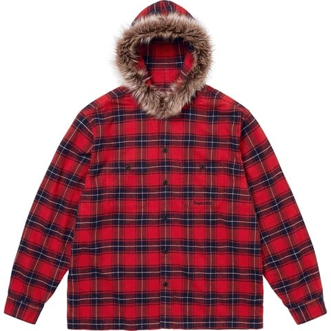 Fur Trim Flannel Hooded Shirt - fall/winter 2024 - Supreme