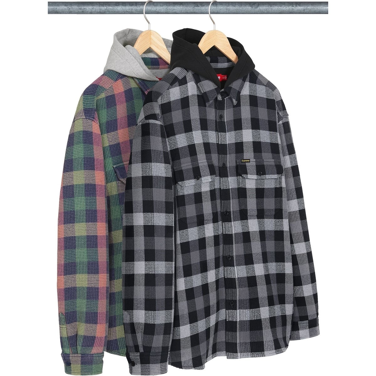 Waffle Plaid Hooded Shirt - SupremeCommunity