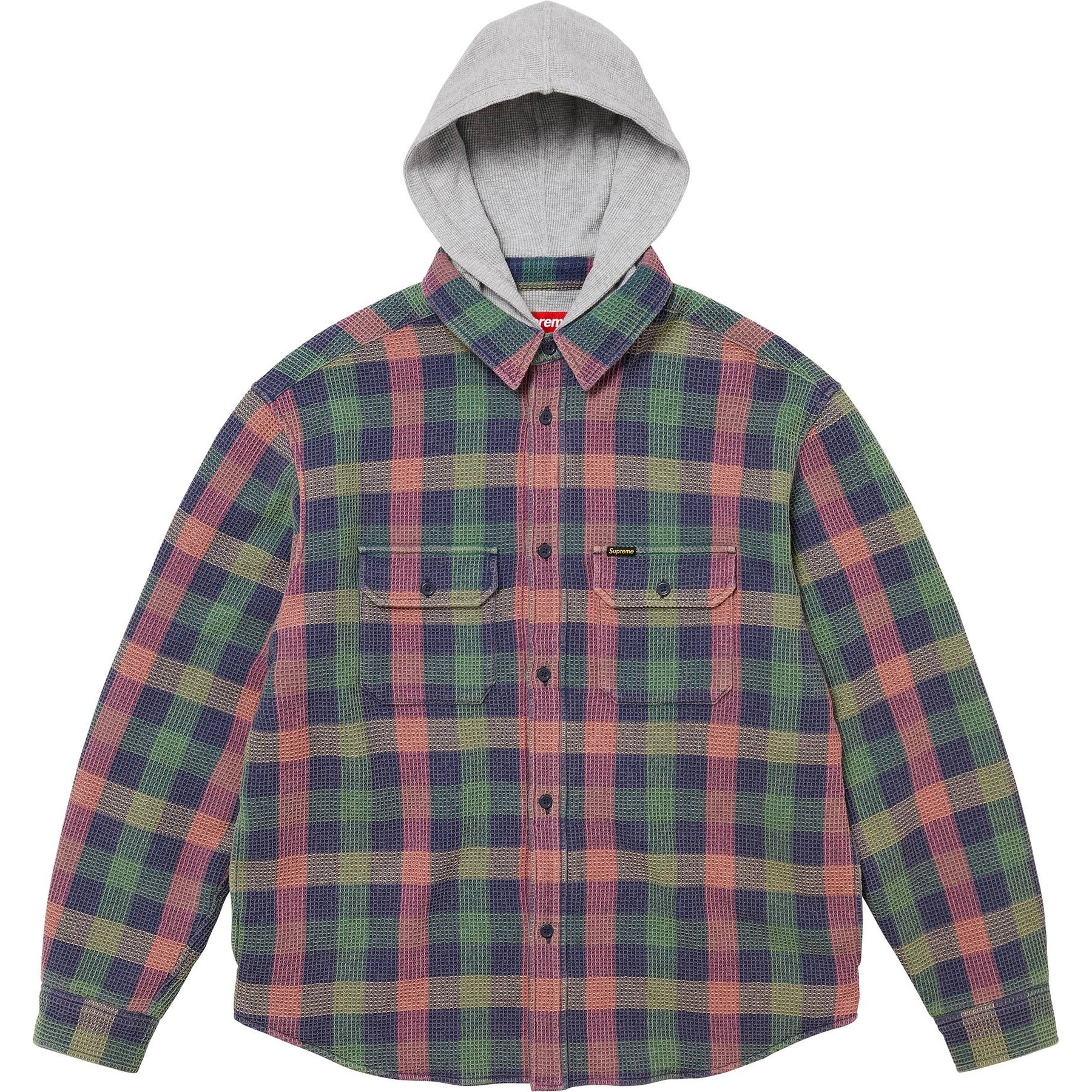 Supreme Waffle Plaid Hooded Shirt (FW24) - Multicolor - $158
