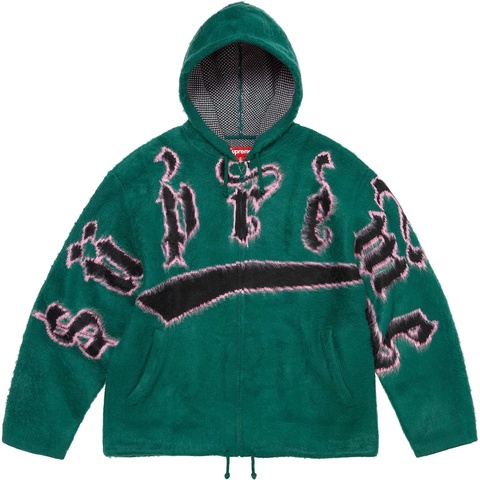 Supreme Accent Brushed Zip Up Hooded Sweater - Green