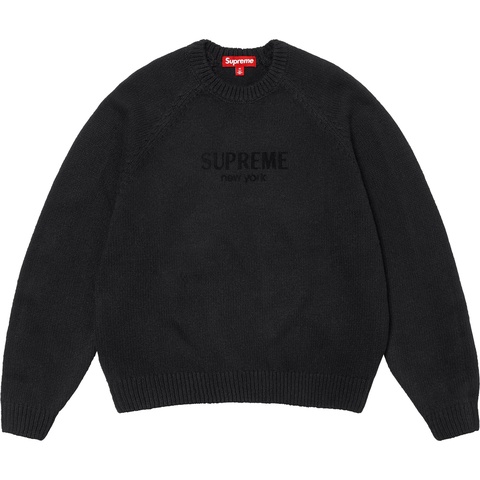 Supreme Flocked Logo Sweater - Black