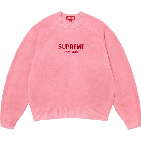 Supreme Flocked Logo Sweater - Red