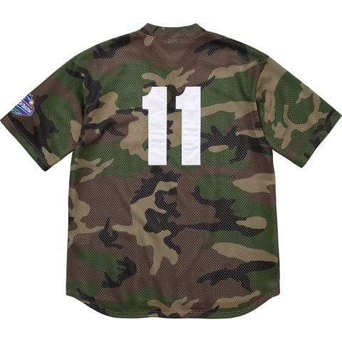 Supreme S Logo Baseball Henley - Woodland Camo