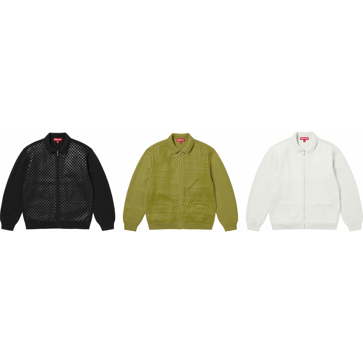 Woven Leather Zip Up Cardigan - SupremeCommunity