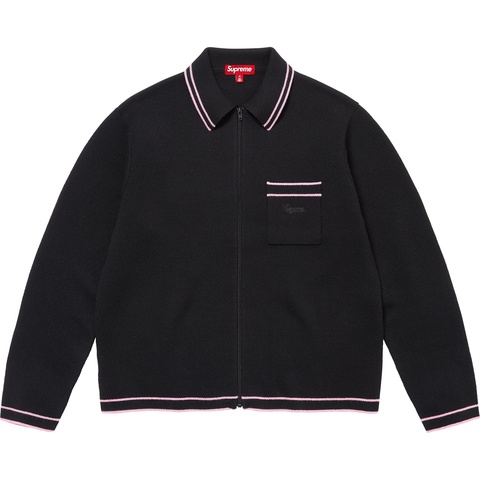 Supreme Zip Up Polo Sweater - Black