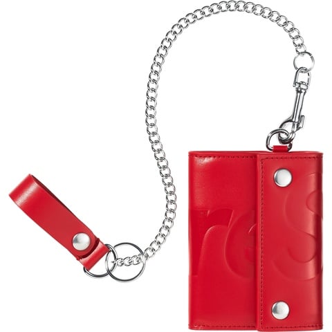 Supreme Leather Chain Wallet - Red