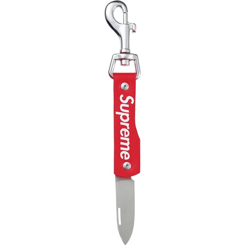 Supreme Leather Clip Knife - Red