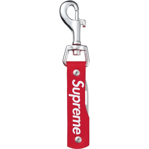 Supreme Leather Clip Knife - Red