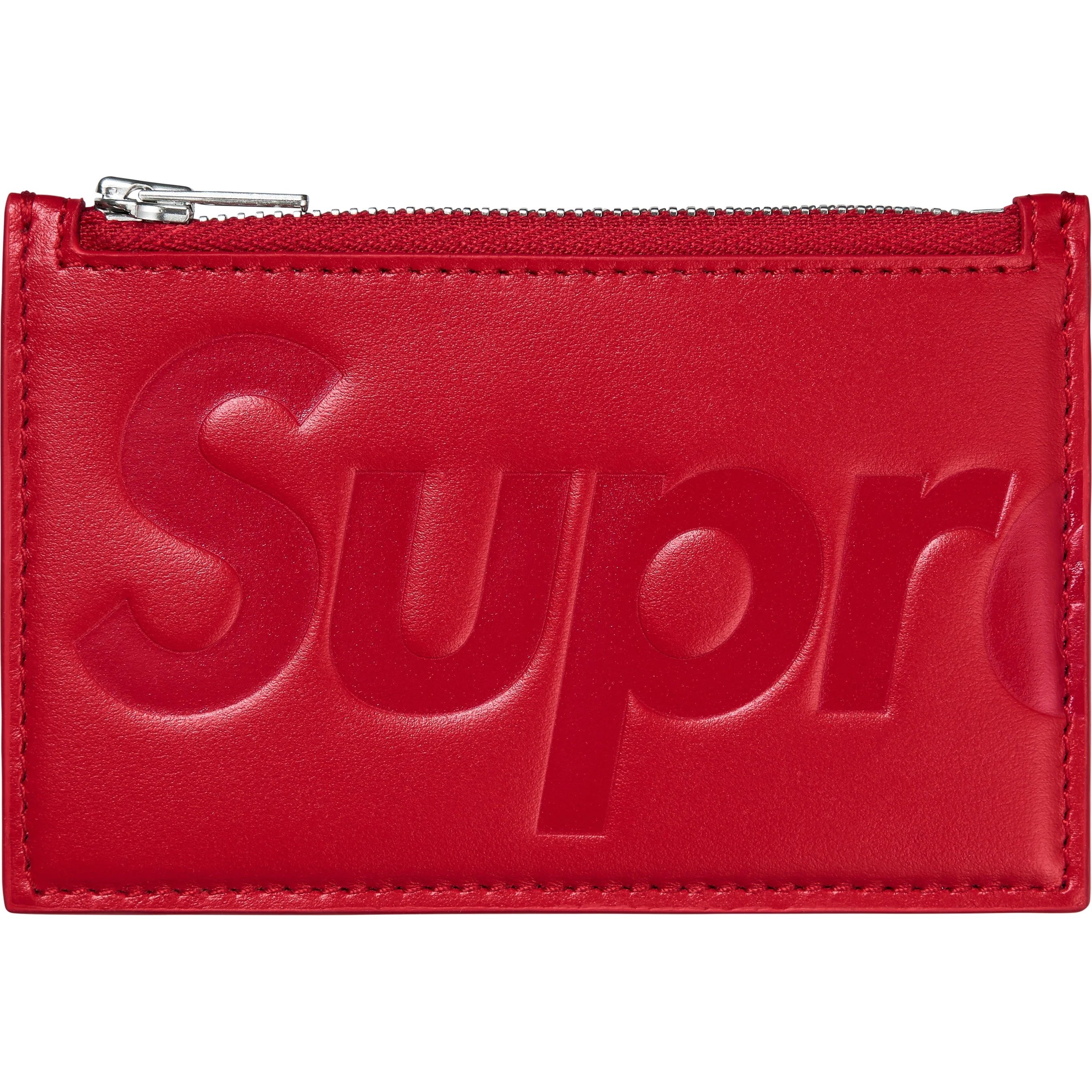 Supreme Leather Zip Card Holder (FW25) - Red - $128