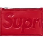 Supreme Leather Zip Card Holder (FW25) - Red