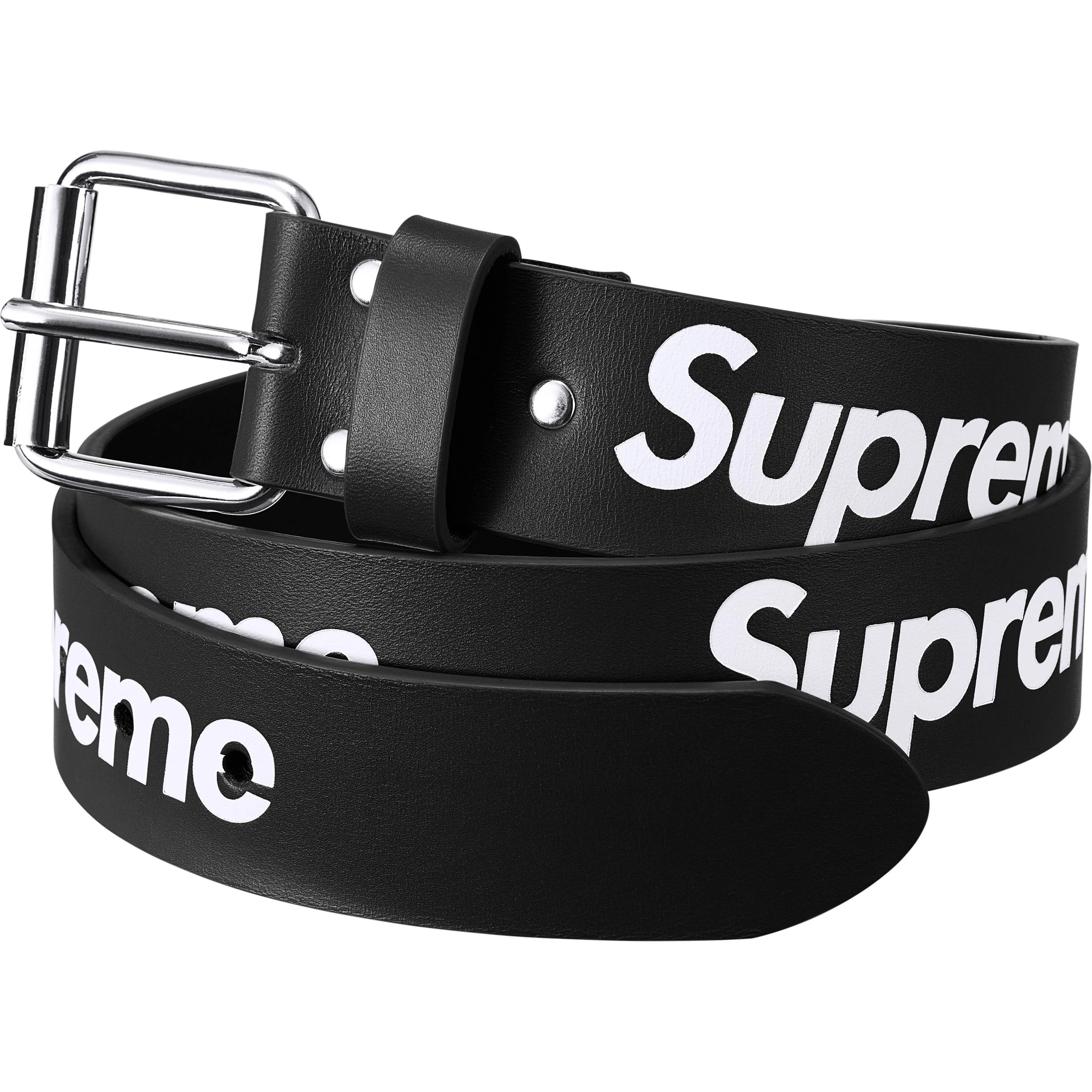 Supreme Repeat Leather Belt (FW25) - Black - $148