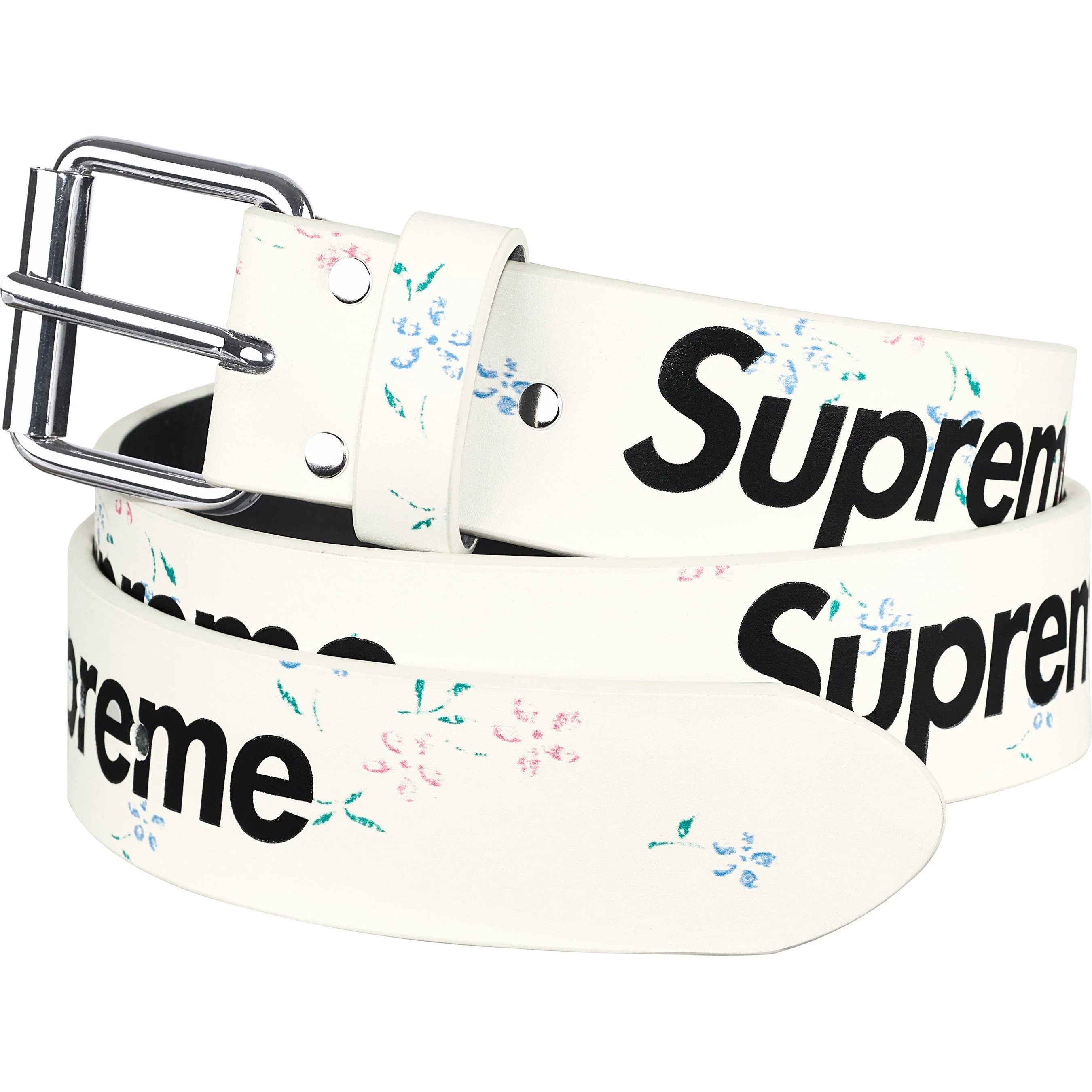 Supreme Repeat Leather Belt (FW25) - Floral - $148