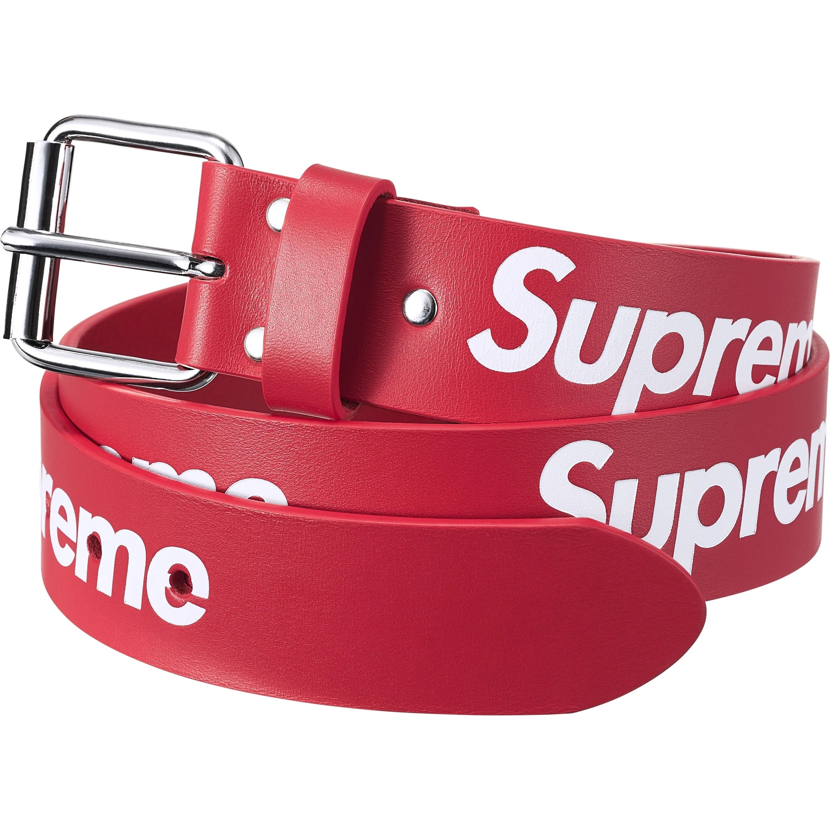 Supreme Repeat Leather Belt (FW25) - Red - $148