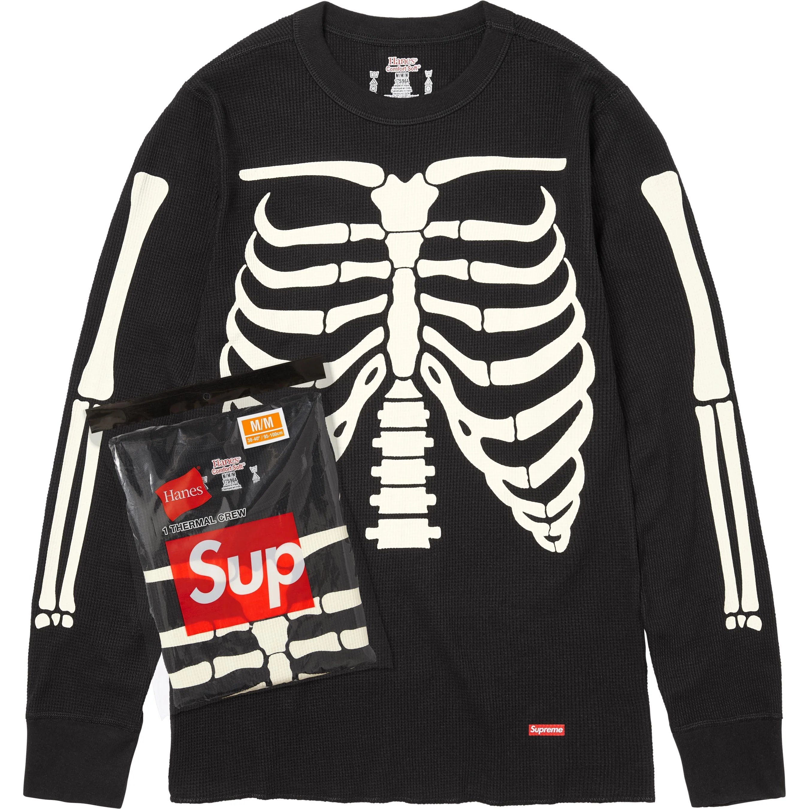 Supreme Supreme Hanes Bones Thermal Crew (1 Pack) (FW25) - Black - $32