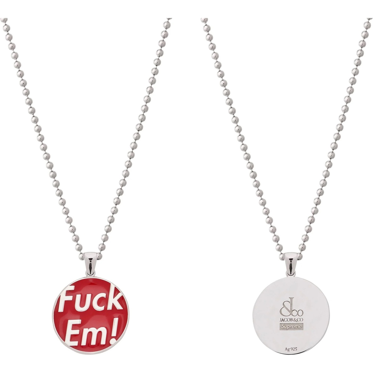 Supreme Supreme®/Jacob&Co Fuck Em Pendant (Silver) (fall/winter 2025) - $898.00