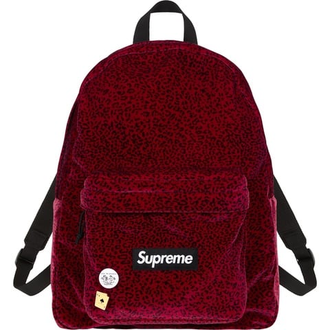 Supreme Velvet Backpack - Red Leopard