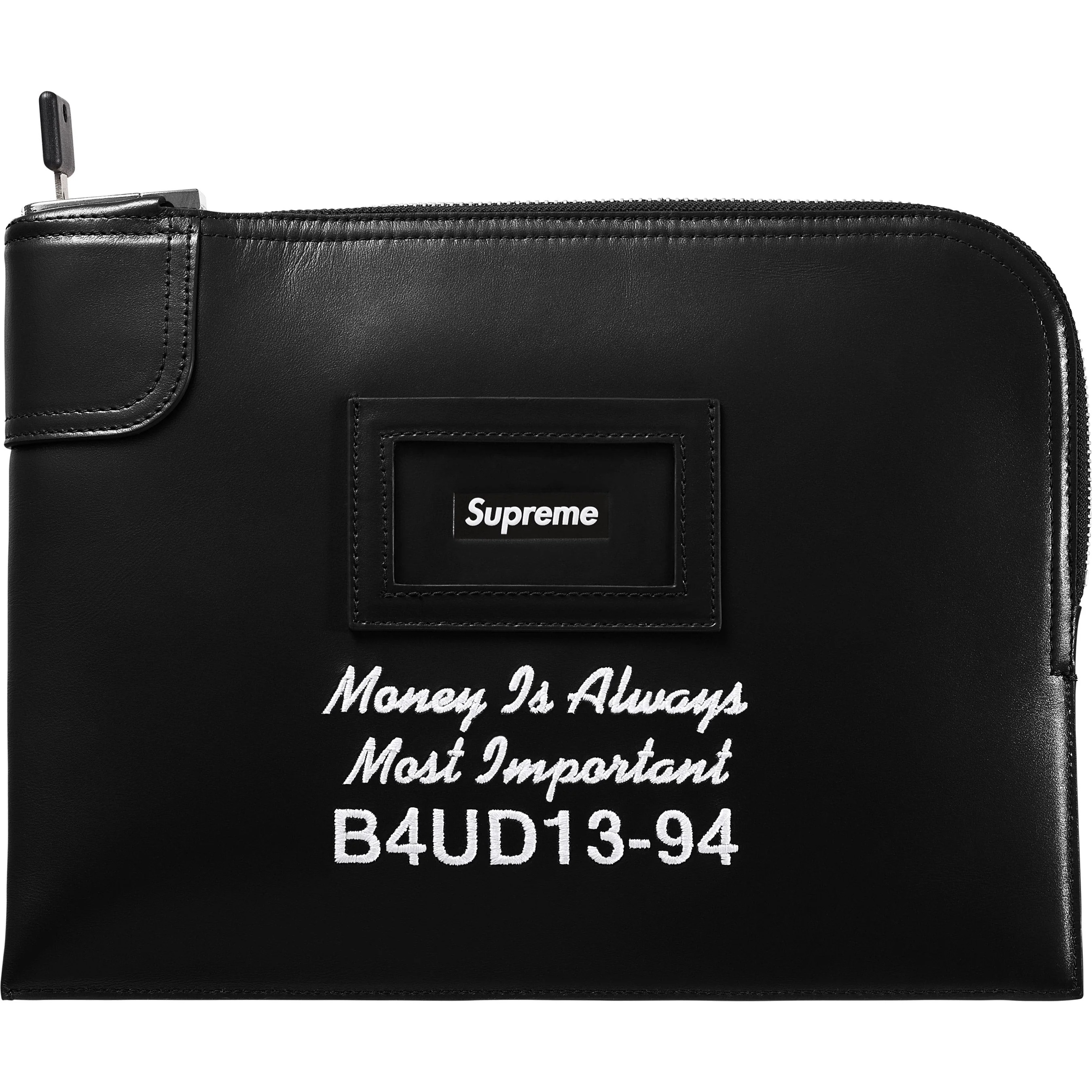Supreme Leather Money Bag (FW25) - Black - $368